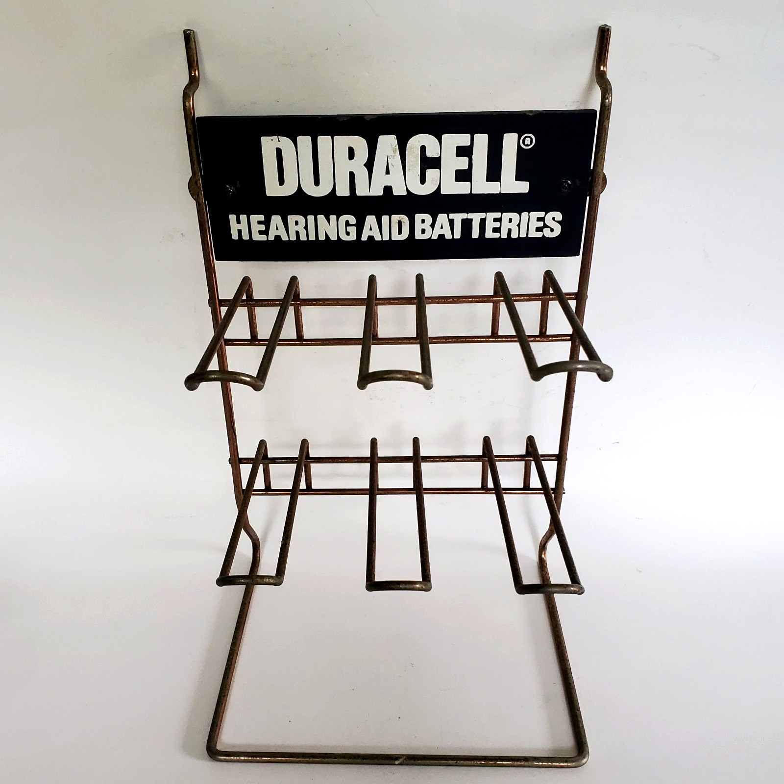 Vintage Duracell Hearing Aid Battery Countertop Store Display Rack Masonite Sign
