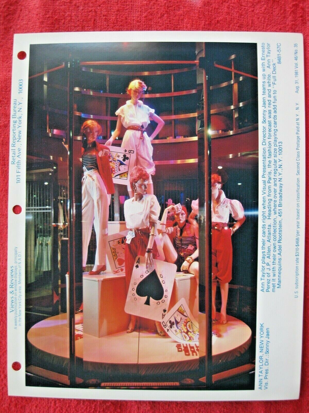 1981 ANN TAYLOR, NY STORE WINDOW DISPLAY RED & WHITE PHOTOGRAPH PRINT #96