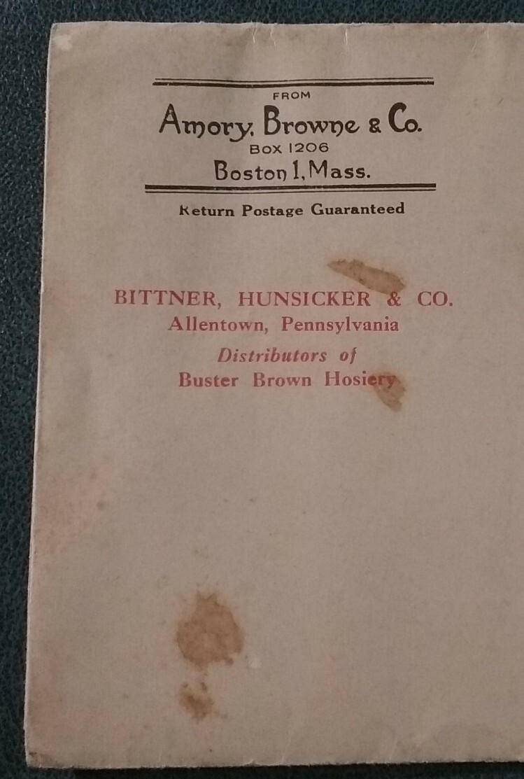 Buster Brown Hosiery Advertising Store Window Poster Amory, Browne & Co. 1923