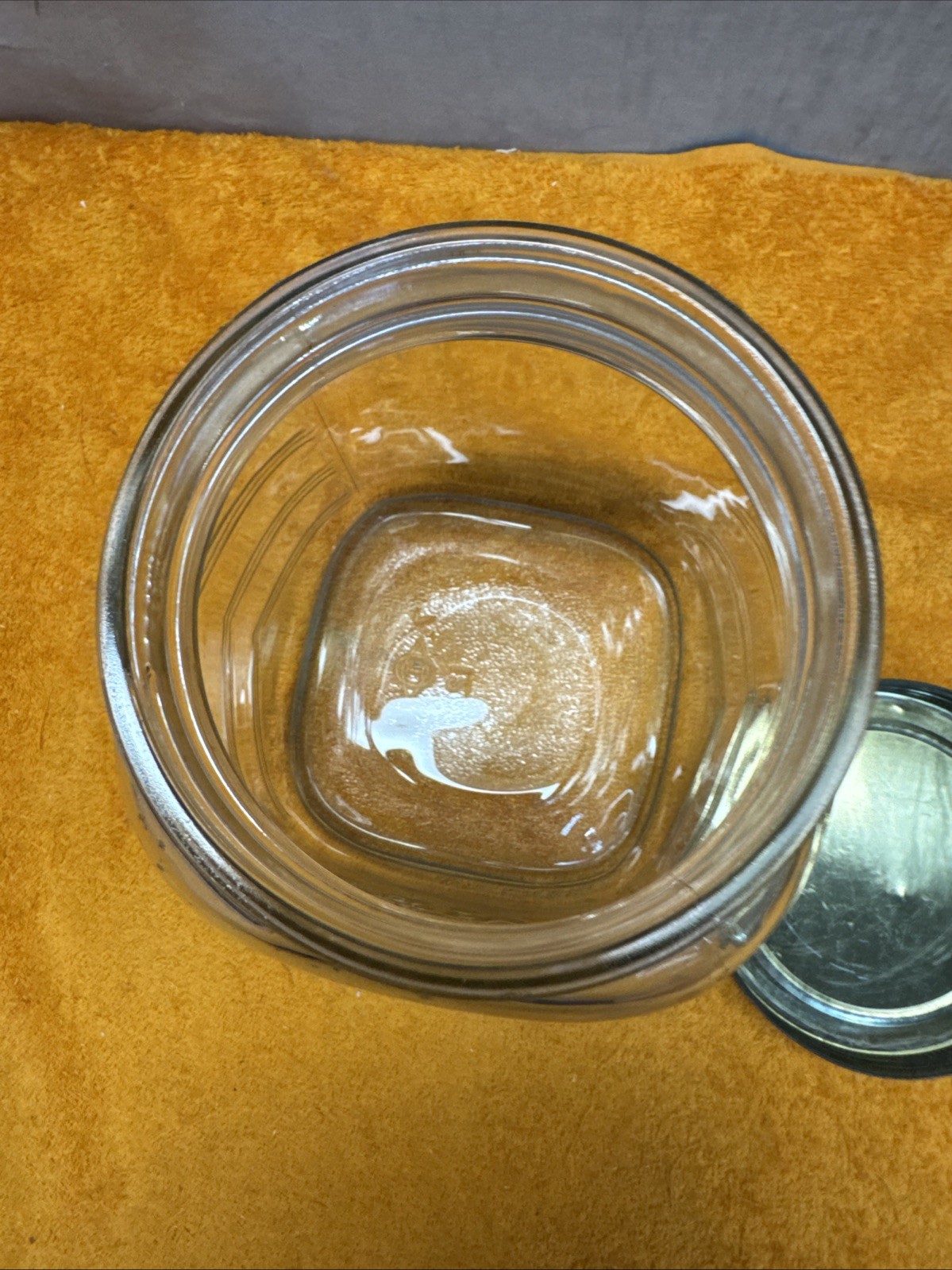 N• Vintage Large Embossed Lions Head Monarch Finer Foods Jar Kitchen Canister
