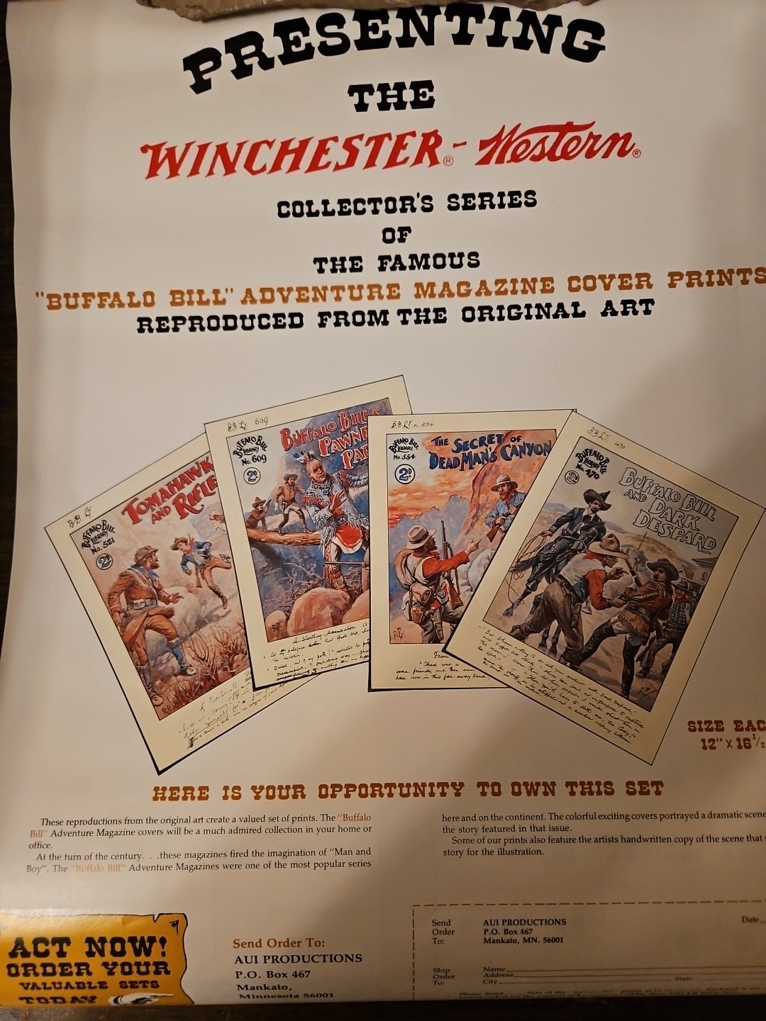 1978 Vintage Winchester Western Collection Buffalo Bill’s Adventures Calender