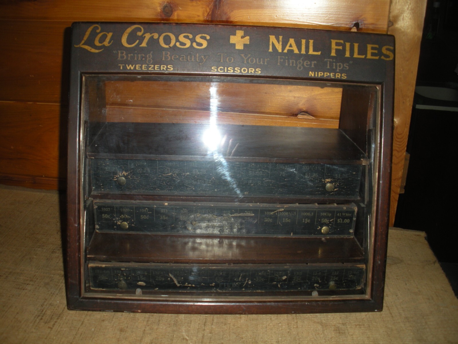 Vintage Store Display La Cross Nail Files, Tweezers, Sissors, Nippers