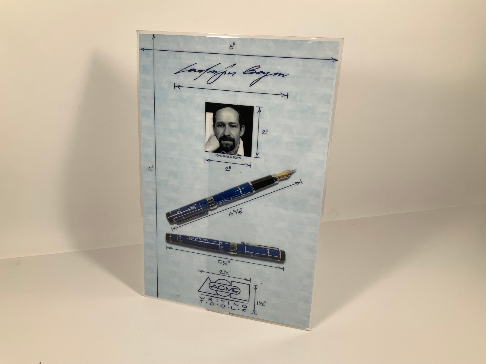 Vintage ACME Studio BLUEPRINT Pen Promotional Plastic Laminated Easel Card