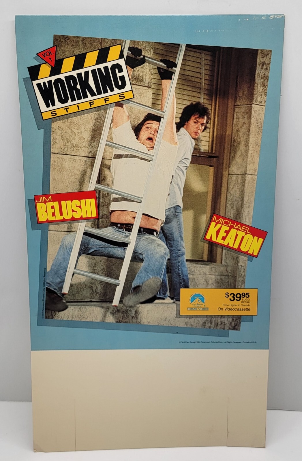 1985 POLICE SQUAD 🚔 VIDEO STORE DISPLAY DOUBLE SIDED W/ WORKING STIFF VOLUME 1