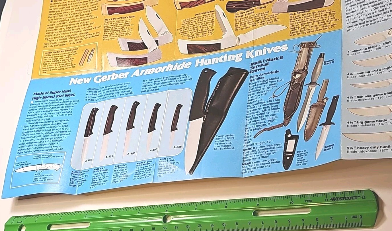 Vintage 1970’s Gerber Sportsmen’s Knives Knife Store Salesman’s Pamphlet