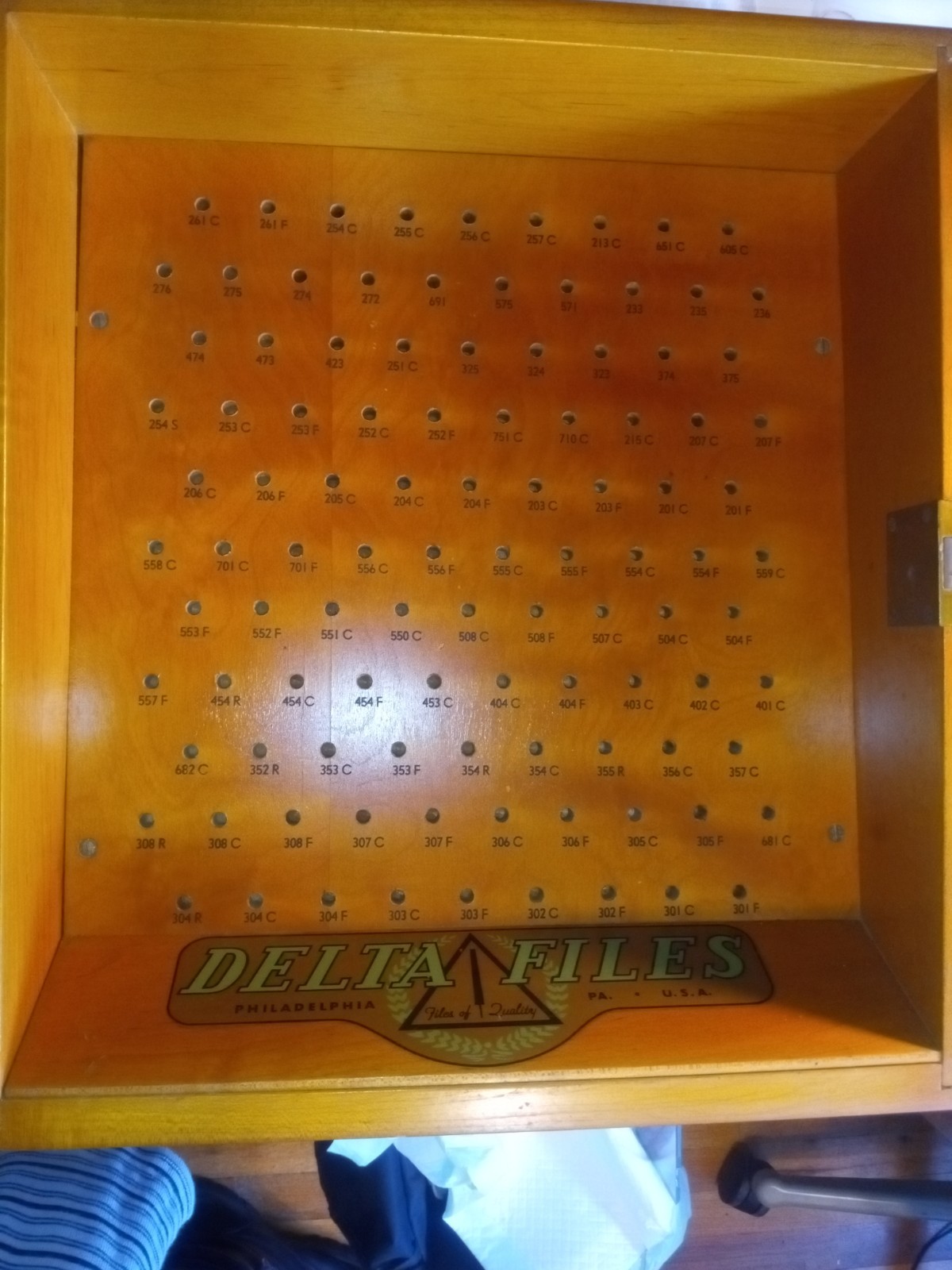 Vintage Early 1900s Hardware Store File Display Case ..Delta Files…..
