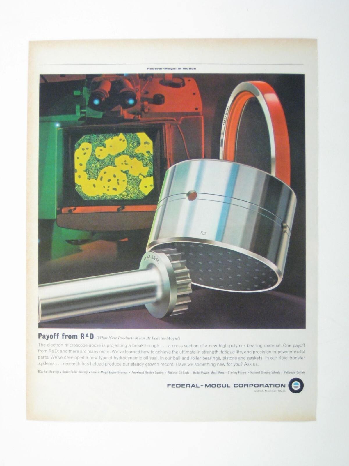 Federal Mogul Metal Piston Gear Display Print Advertising Industrial Engineering