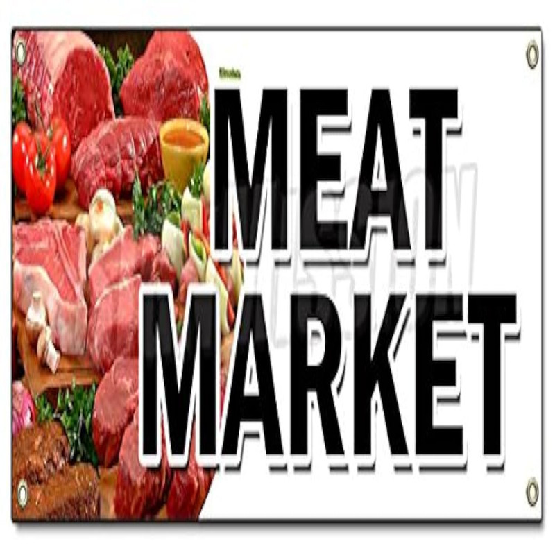 Signmission Meat Market Banner Sign Butcher Gourmet Usda Premium Pork Chicken