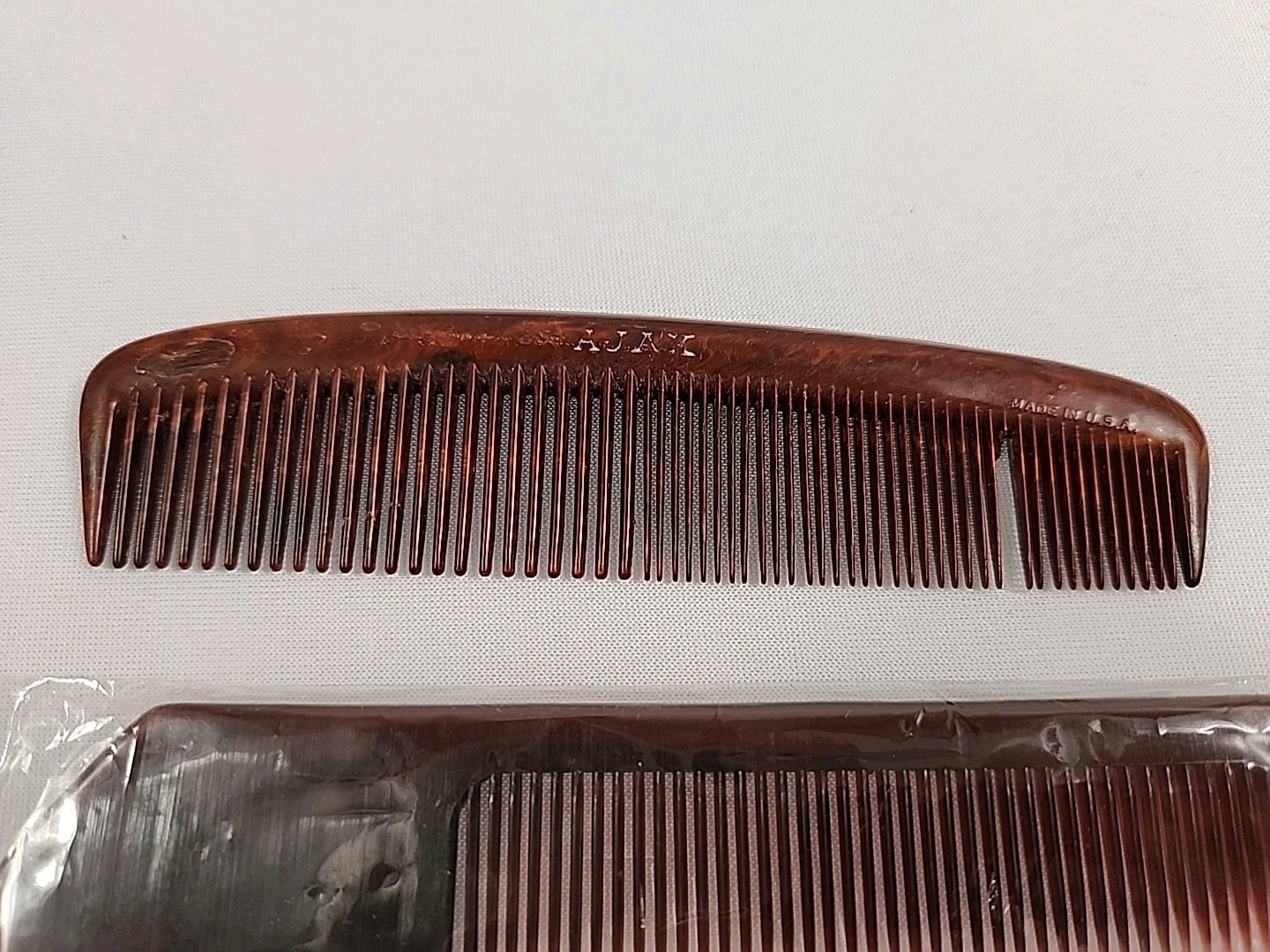 Vintage AJAX Unbreakable Pocket Comb & Unbranded NEW Vtg Comb Brown