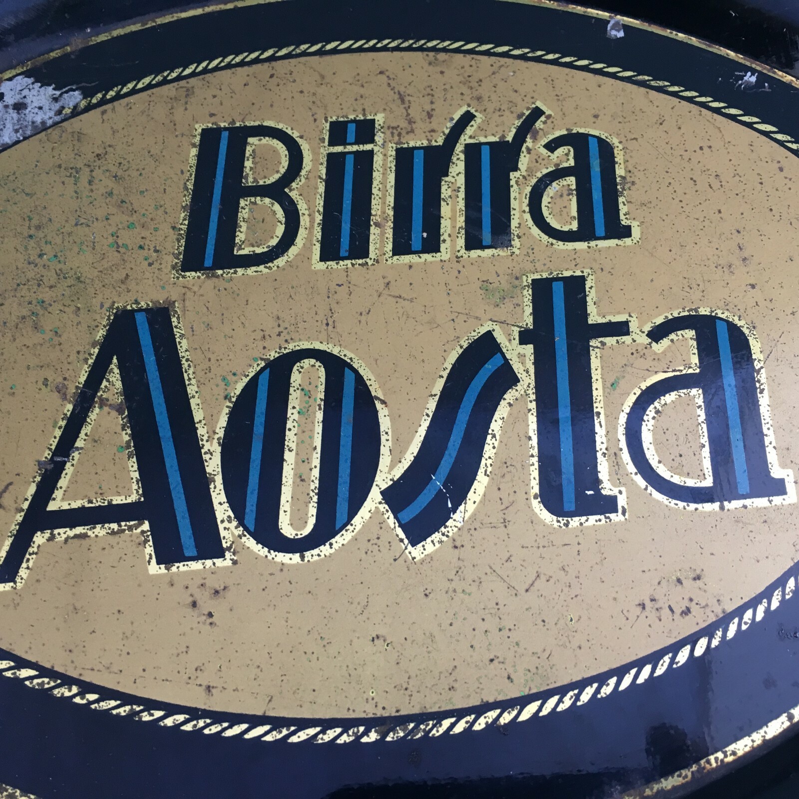 BIRRA AOSTA ANNI ’30/40 LITO U.ASCIUTTI LUCCA RARO VASSOIO IN LATTA LITOGRAFATA