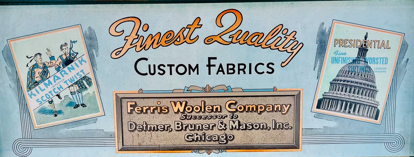 Rare Collectible Vintage 1949 Fabric Advertising Box Ferris Woolen Co. 27½”