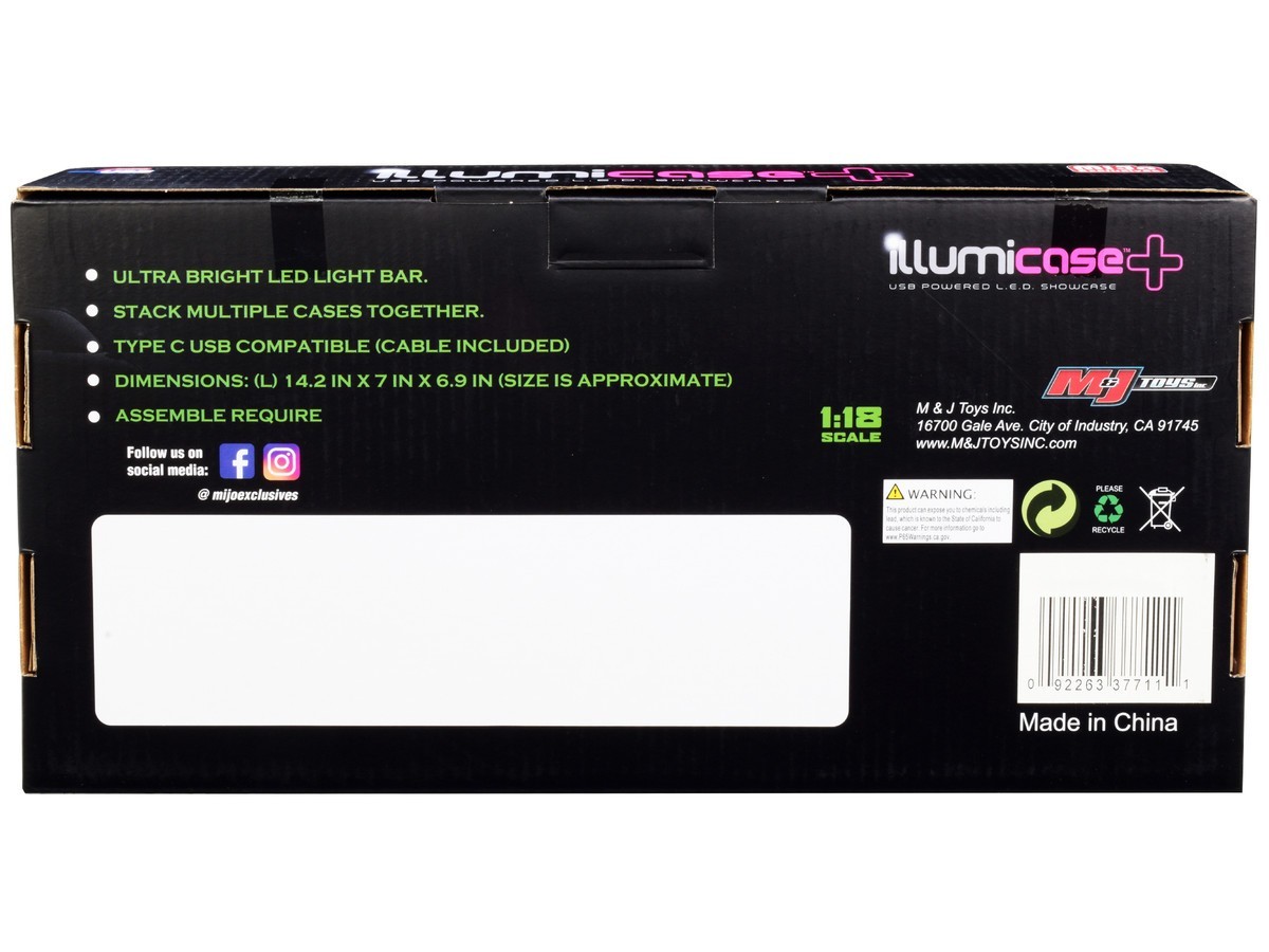 Black Collectible Display Show Case Illumicase+ with LED Lights 1/18 Scale