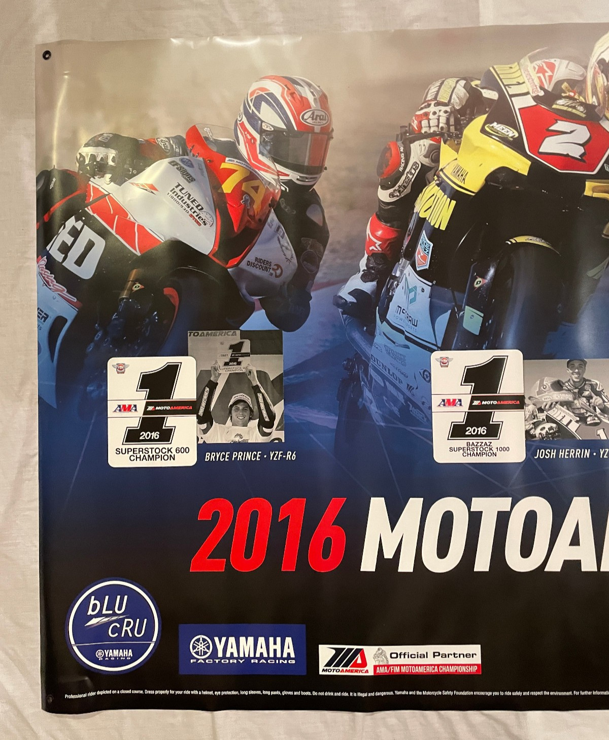 Yamaha Dealer Banner 2016 Motoamerica Champions Approx 95.5″ x 47″ (#7)