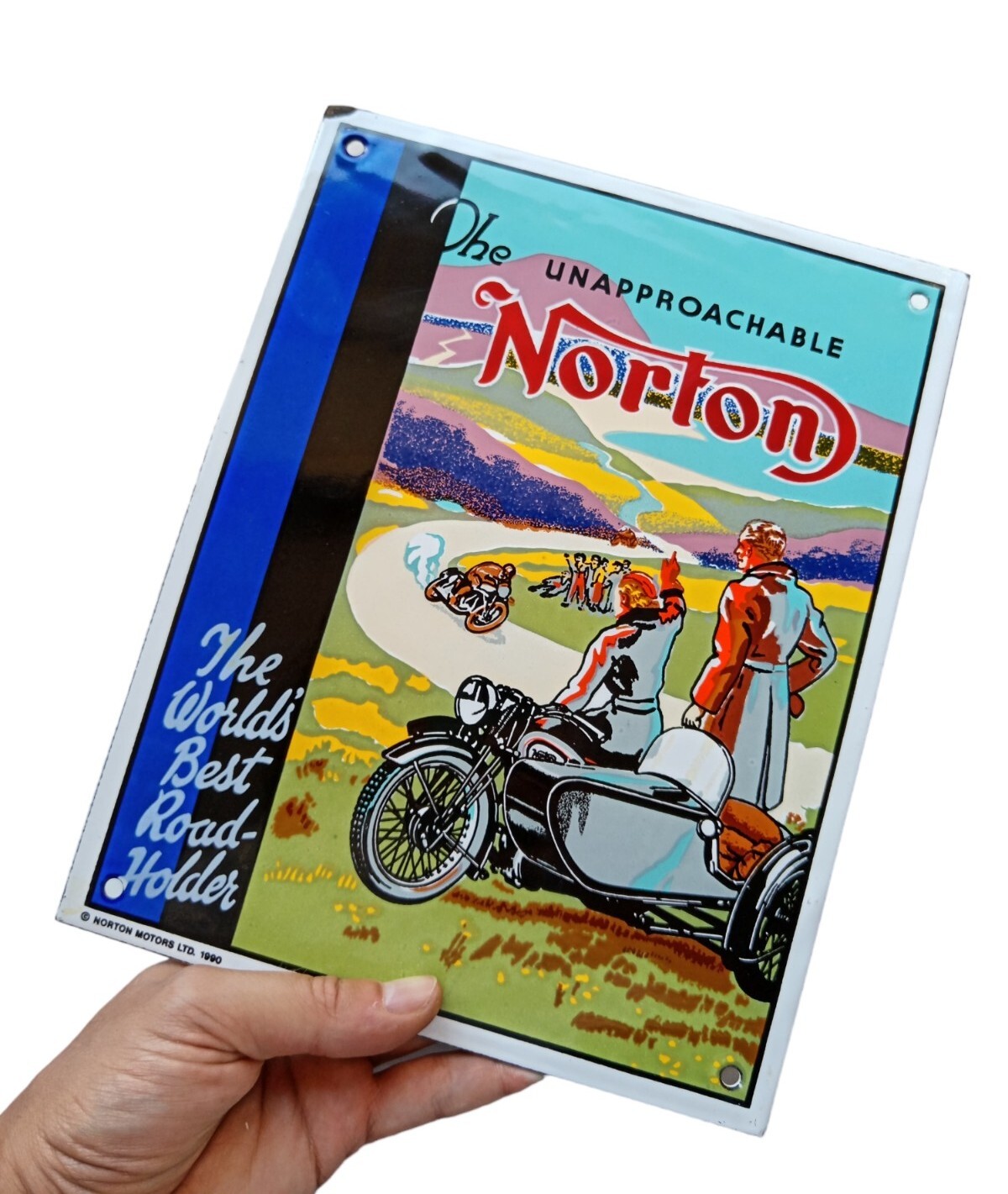 *HH* Targa Pubblicitaria Cartello Insegna Smaltata Norton Motors Moto Bike Plate