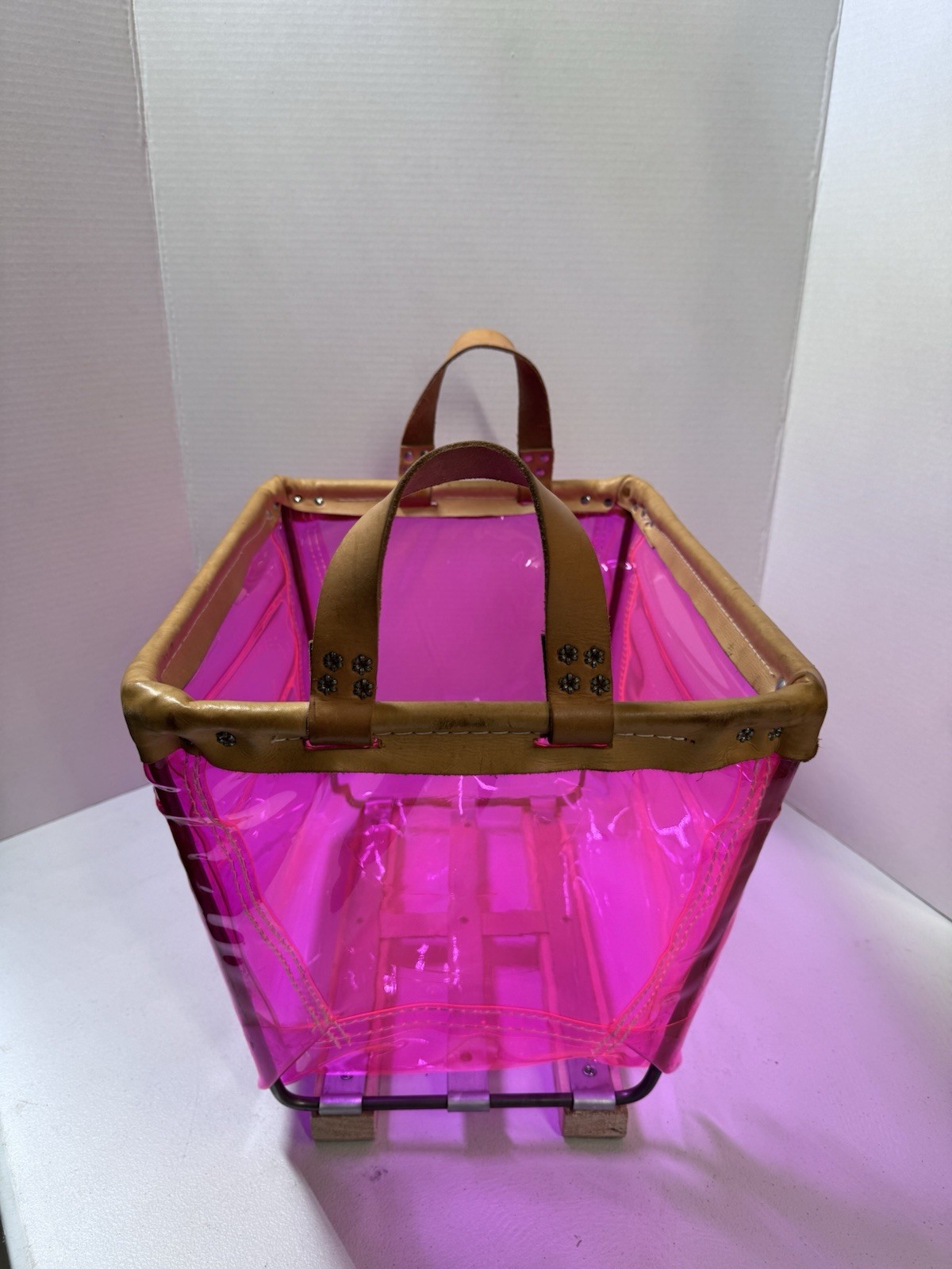 Victoria’s Secret VS Barbie Pink Store Display Storage Bin Basket Leather Handle