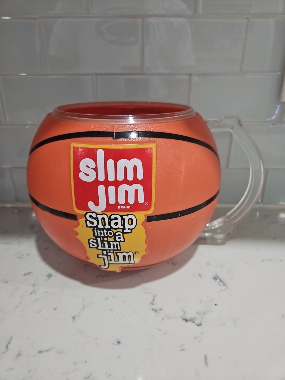 SLIM JIM LARGE PLASTIC BASKETBALL STORE DISPLAY CUP / MUG / BOWL 11″ x 9″ x 8″