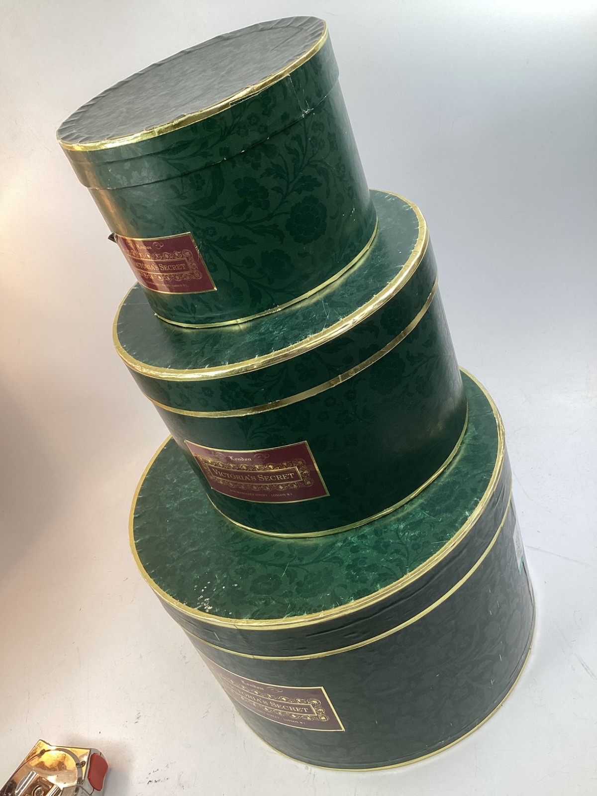  3 Vintage VICTORIA SECRET DISPLAY  HAT BOXES