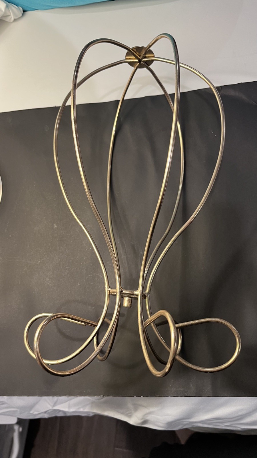 Vintage MCM Gold Metal Wire Store Display Hat Or Wig Stand
