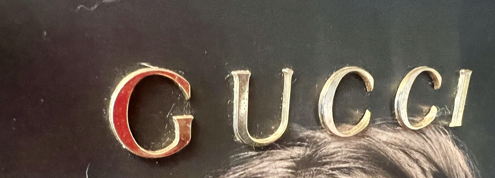 VINTAGE GUCCI EYEWARE PLEXIGLASS EMBOSSED BOX DISPLAY SIGN 11.5”X8.5X1.5”