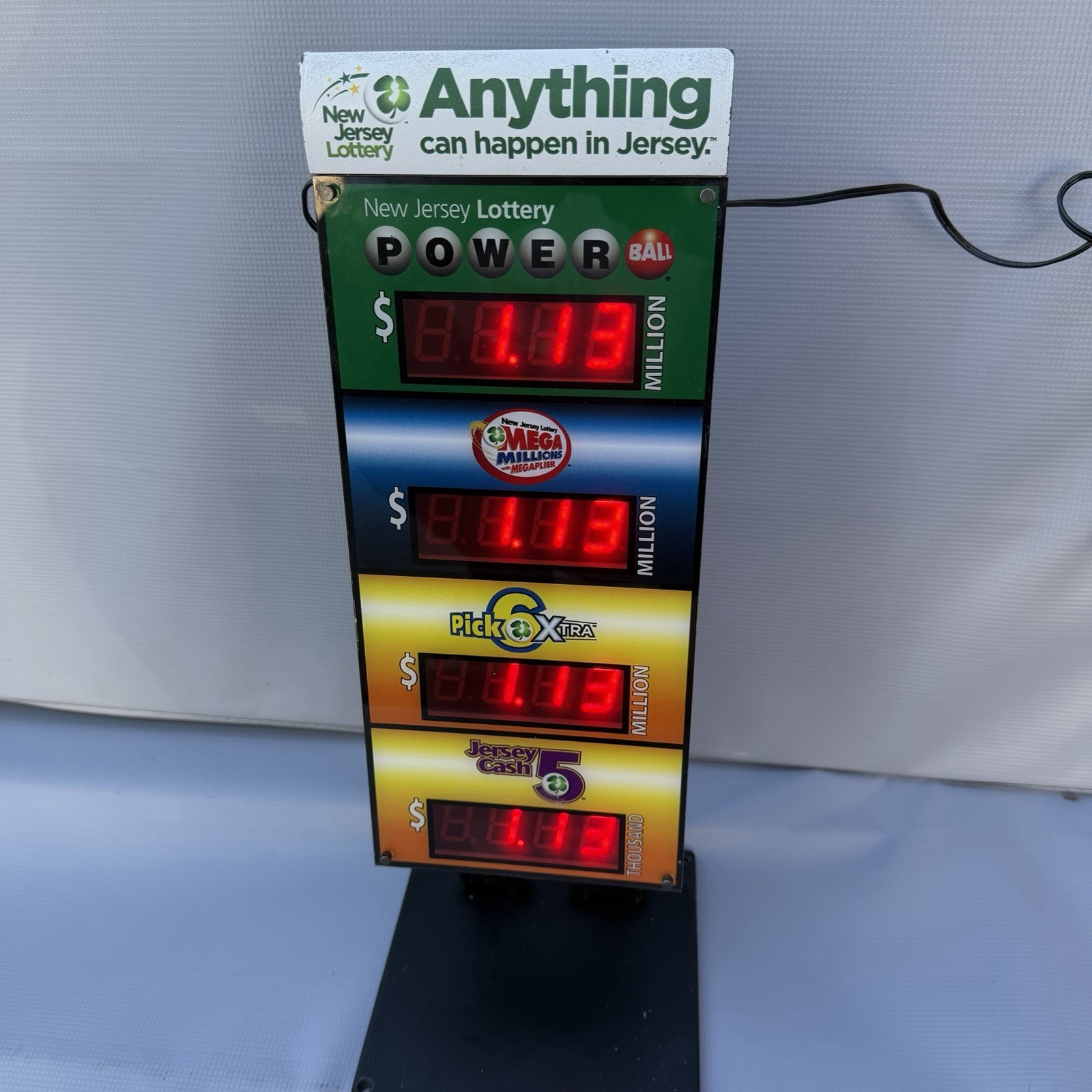 Vintage New Jersey Lottery Wireless Quad Jackpot LED Display Sign