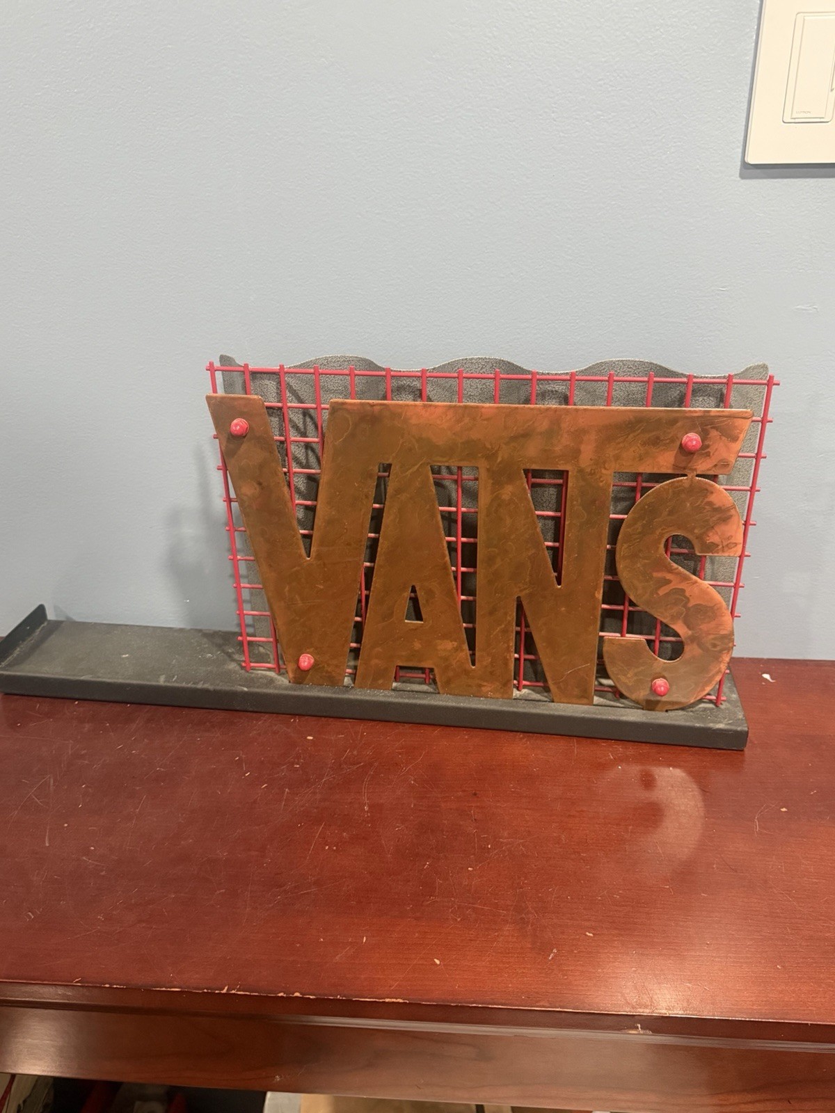 VANS Skateboard Surf BMX RARE Metal Copper Store Shelf Table Top Display Sign