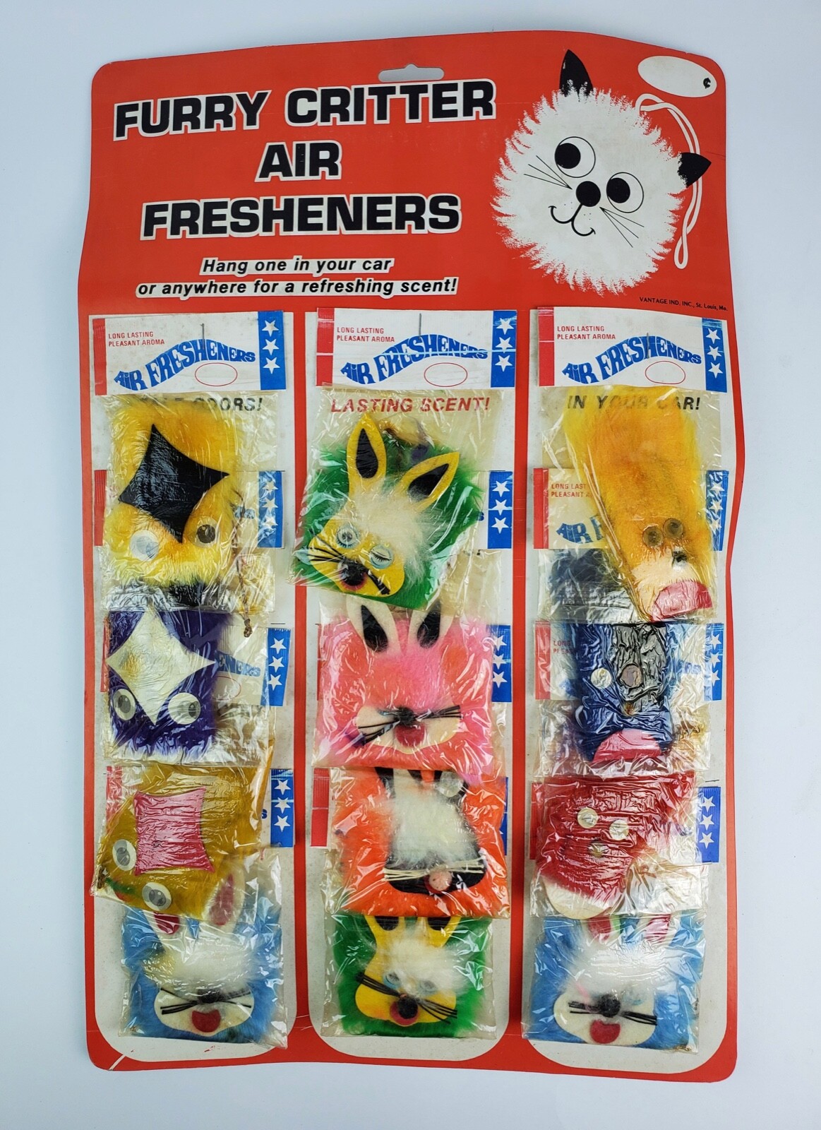 Vtg. NOS Furry Critters Air Freshener Full Store Display funny eyes creatures
