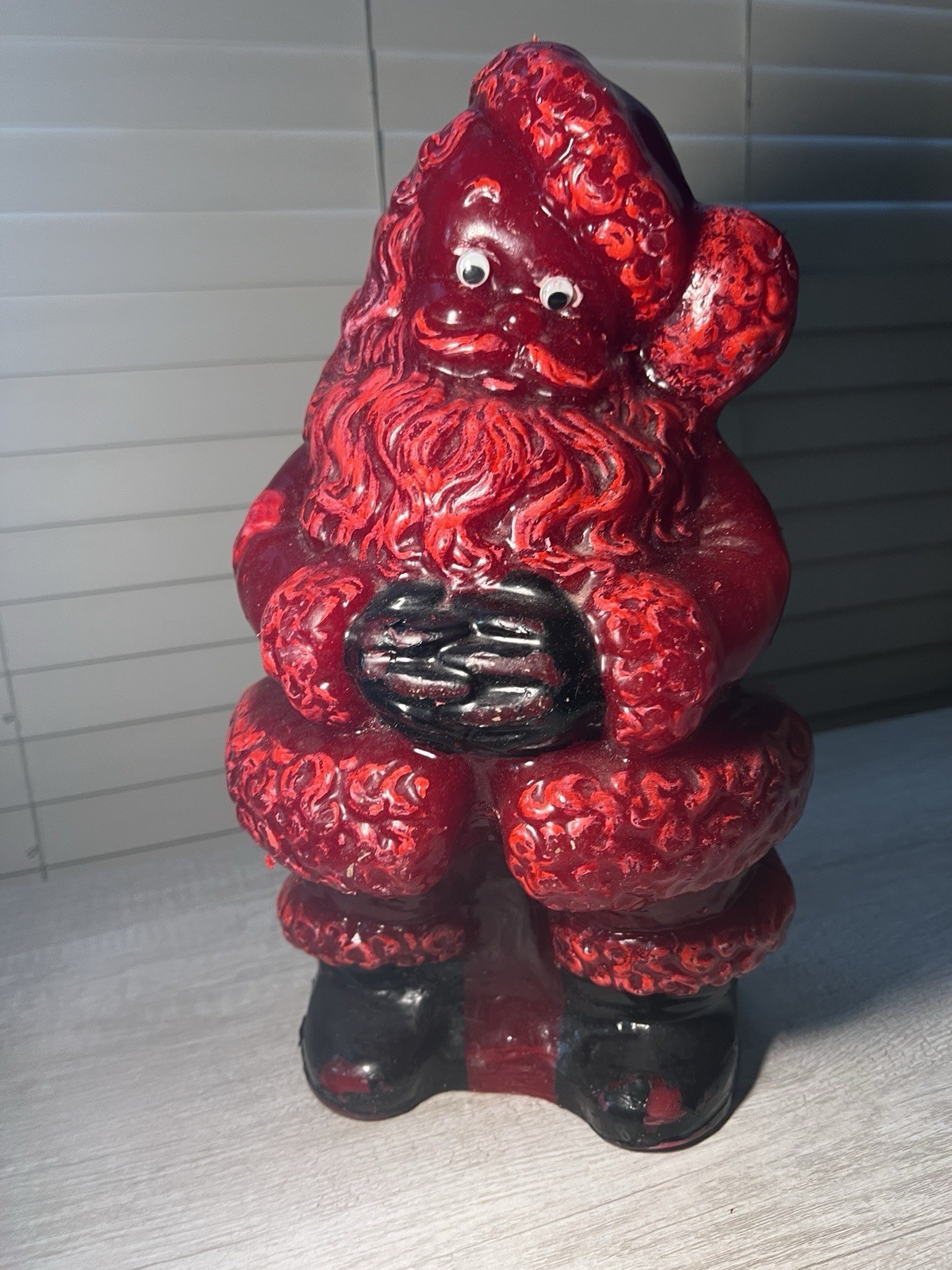 Rare MCM Tavern Candle Solid Wax SANTA Store Display 24” Vintage Christmas Grail