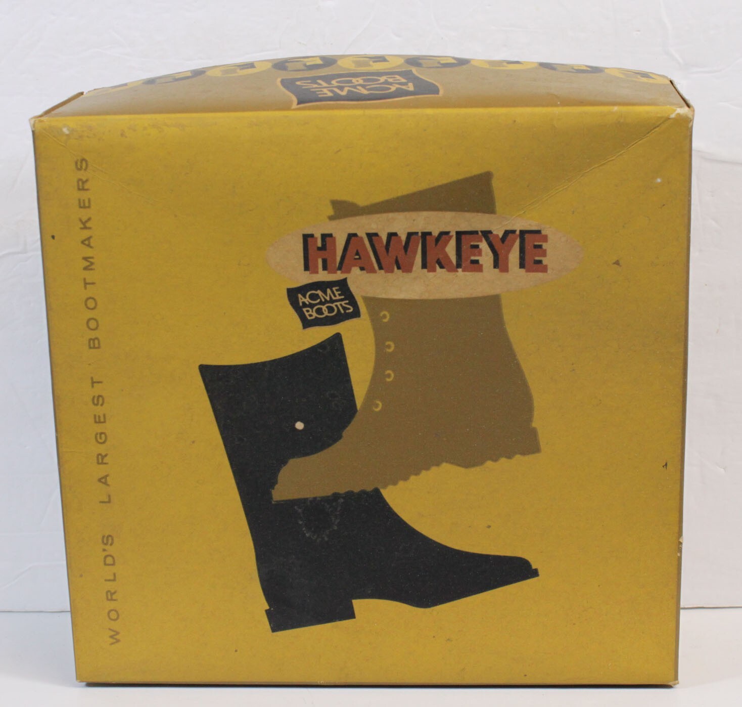 Vtg Acme Boots Hawkeye Box Graphics Advertising 11×11 Empty Prop Retro MCM
