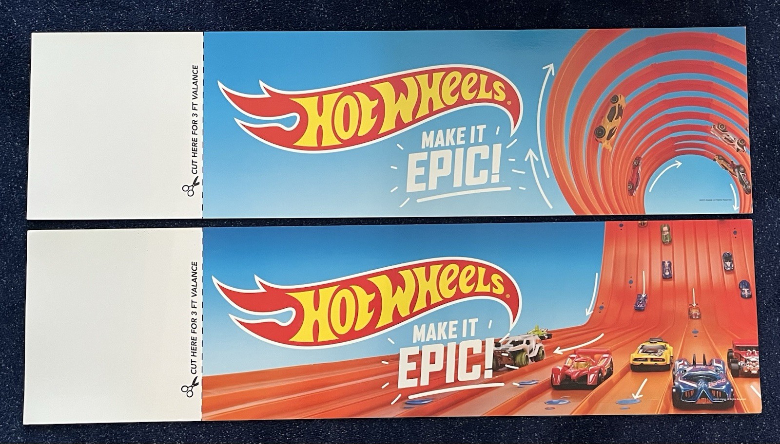 2015 Toys R Us Display Sign Valance Hot Wheels Advertising Pair Of Two