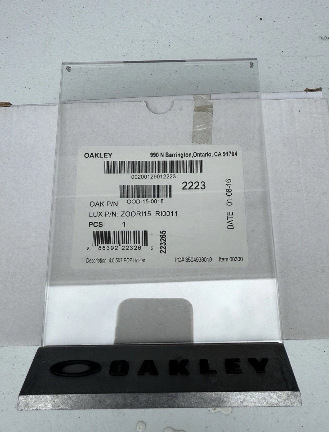 Oakley Counter Display 4.0 5×7 POP Holder NIB Free Oakley Ad Insert w/ Purchase