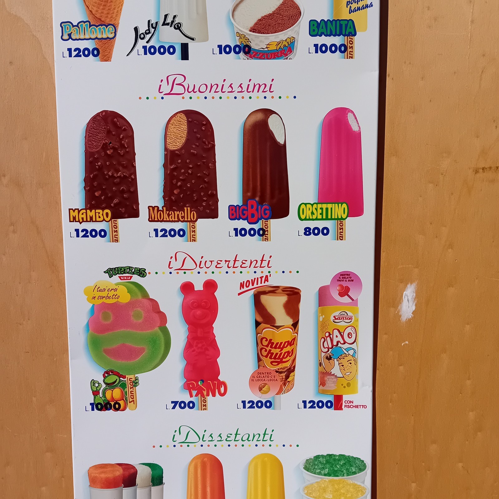1996 Sanson Ice Cream Table Sign