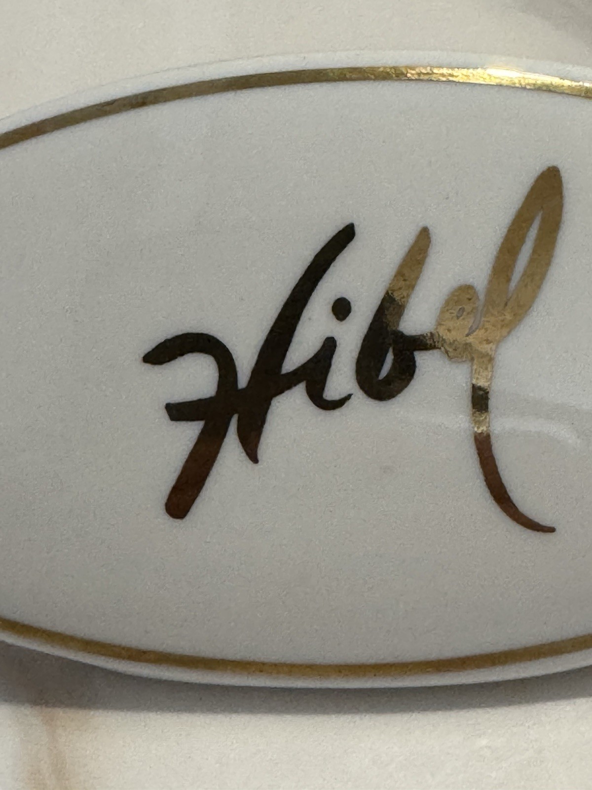 Edna Hibel Bone China Advertising White & Gold Store Countertop Display Sign
