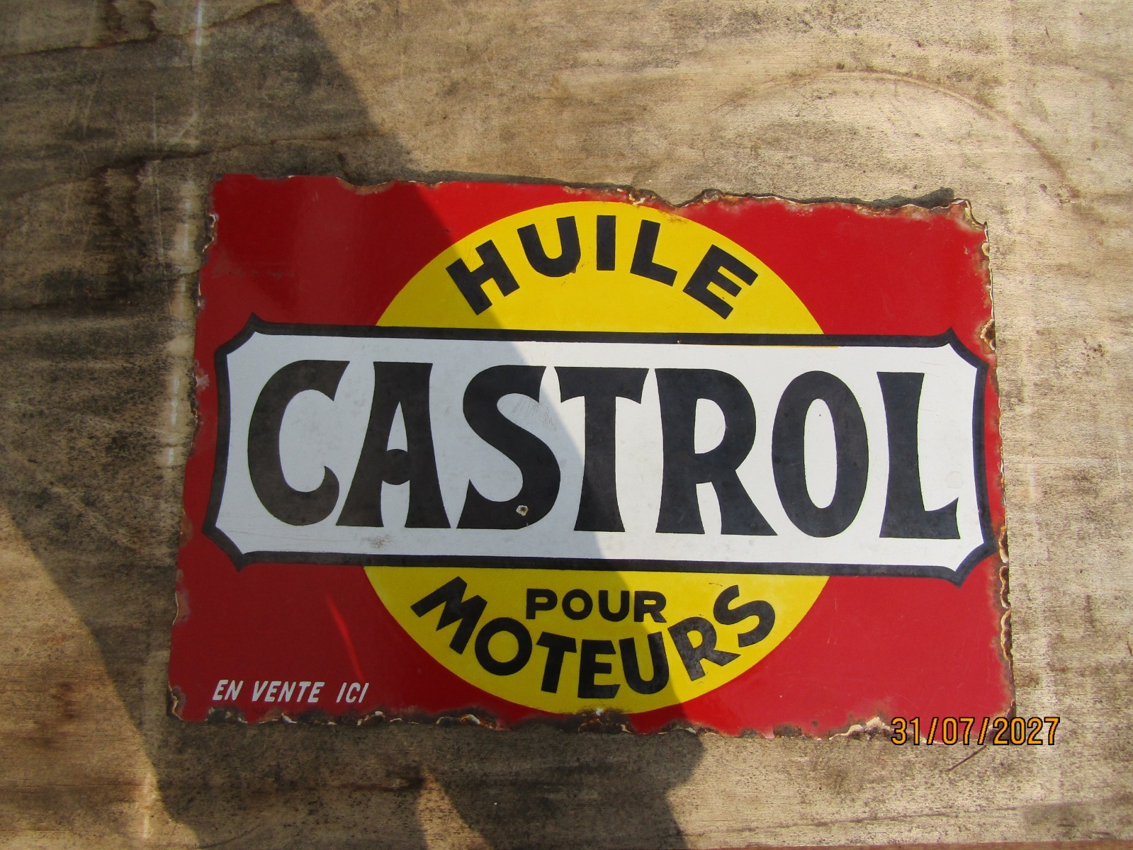 old enamel plate castrol automobile garage oil automobilia