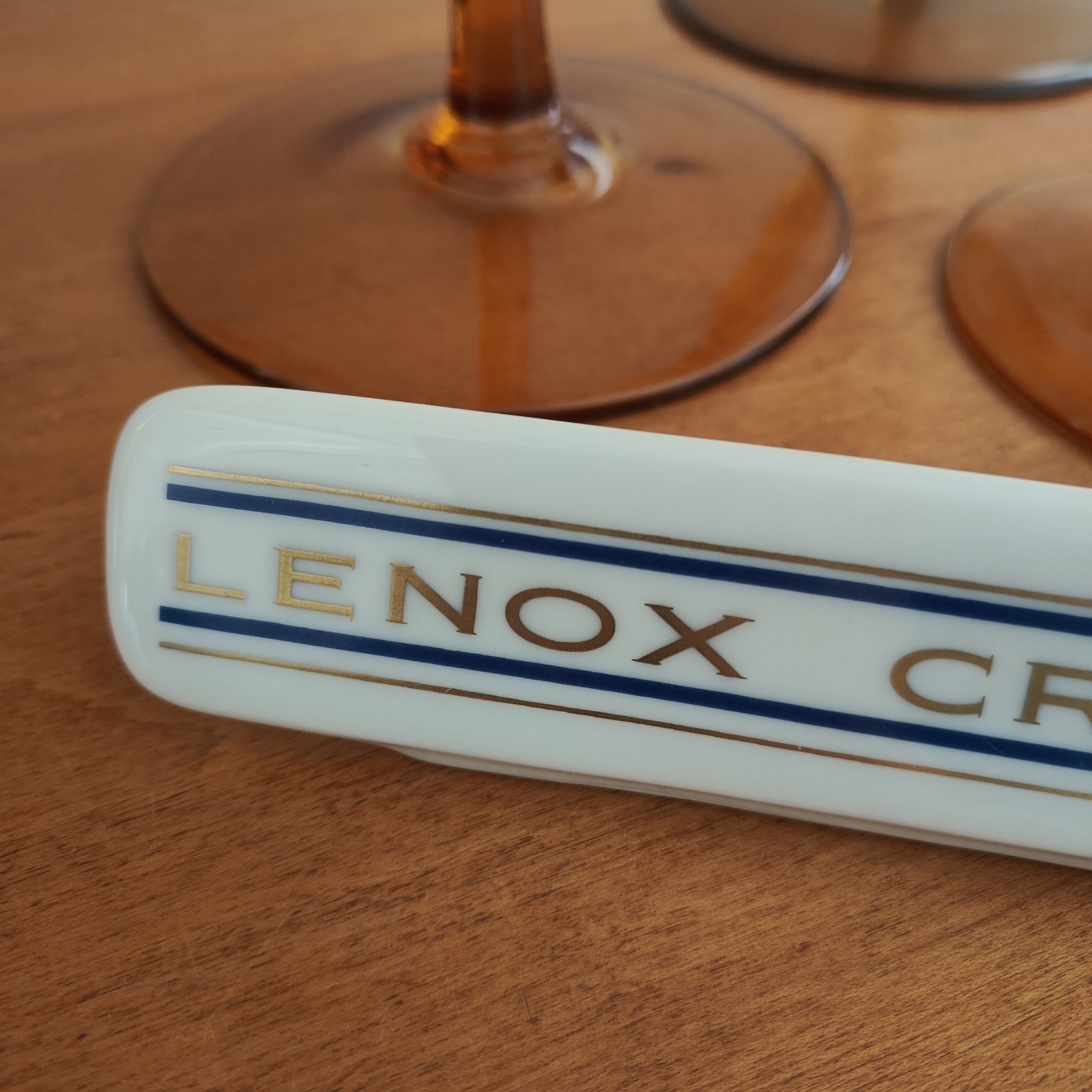 Lenox Crystal Display Counter Dealer Sign Porcelain Gold & Blue Advertising USA
