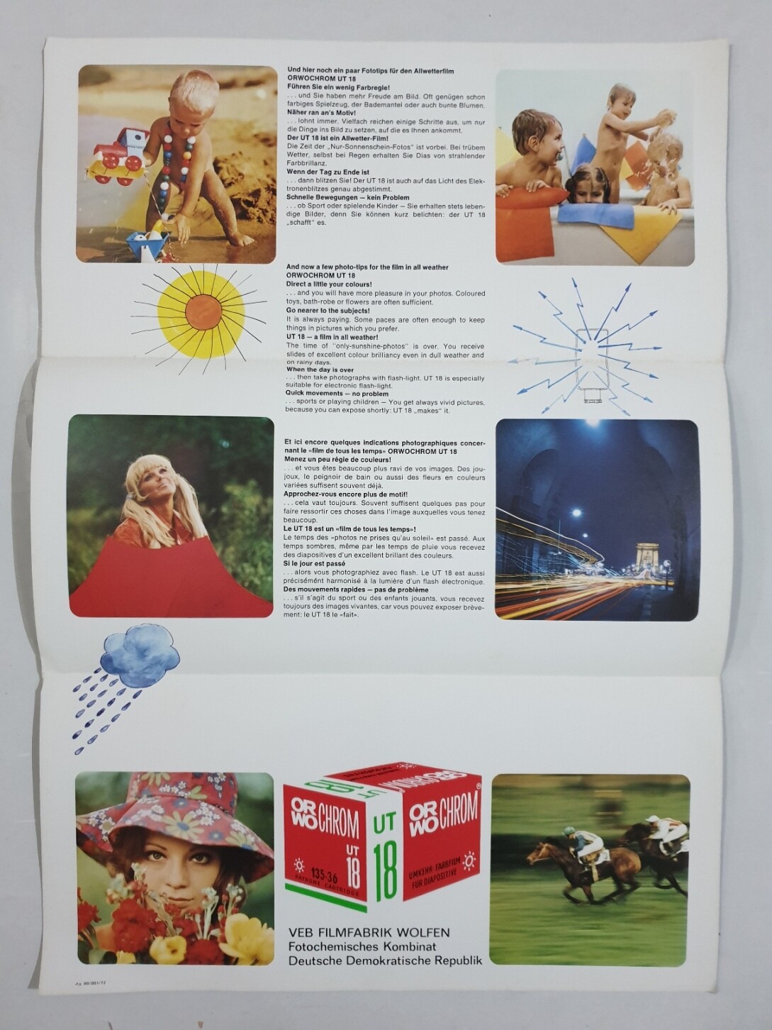 Original 70’s ORWO ROLL FILM Poster Camera Photography 16in x 23in