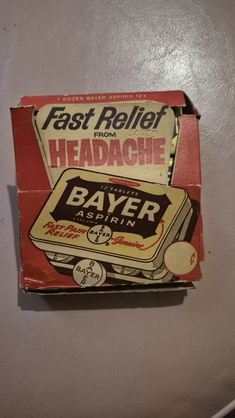 Vintage Bayer Aspirin Store Display Advertising Box Full 12 Tins With Tablets