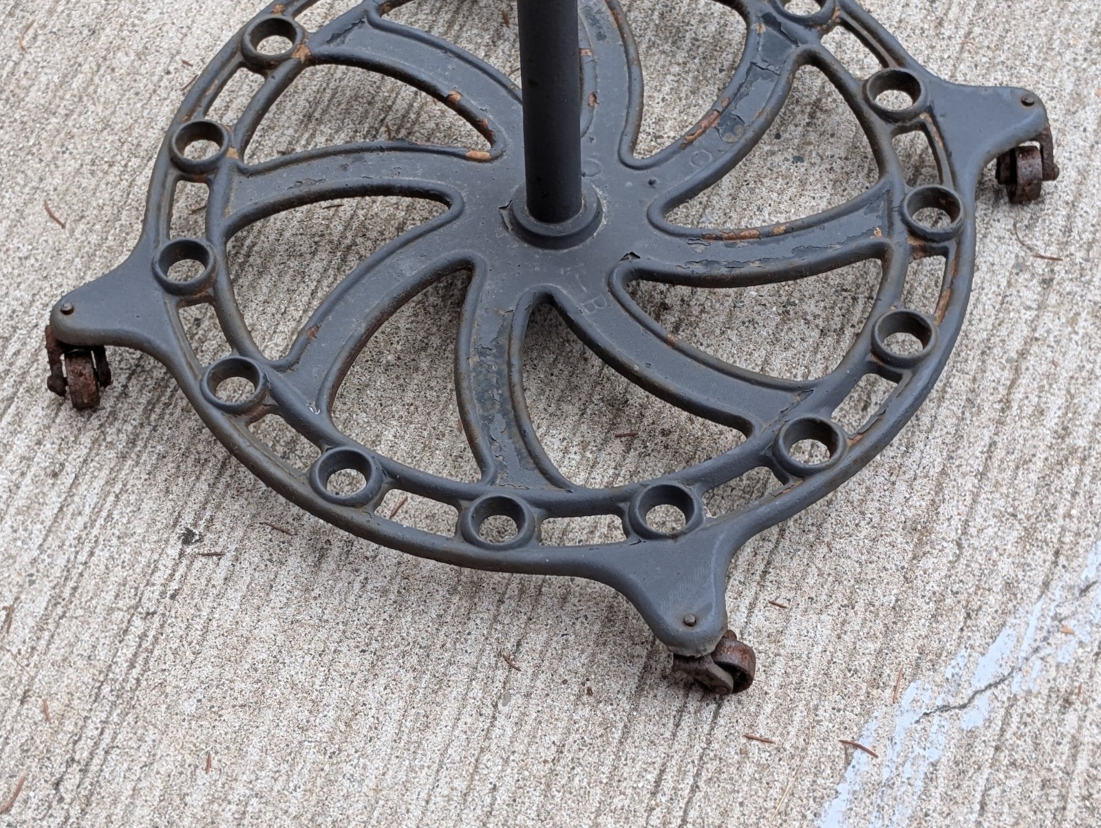 Cast Iron Country Store Industrial Wheel Broom Display Rack Buggy Whip S.C Tatum