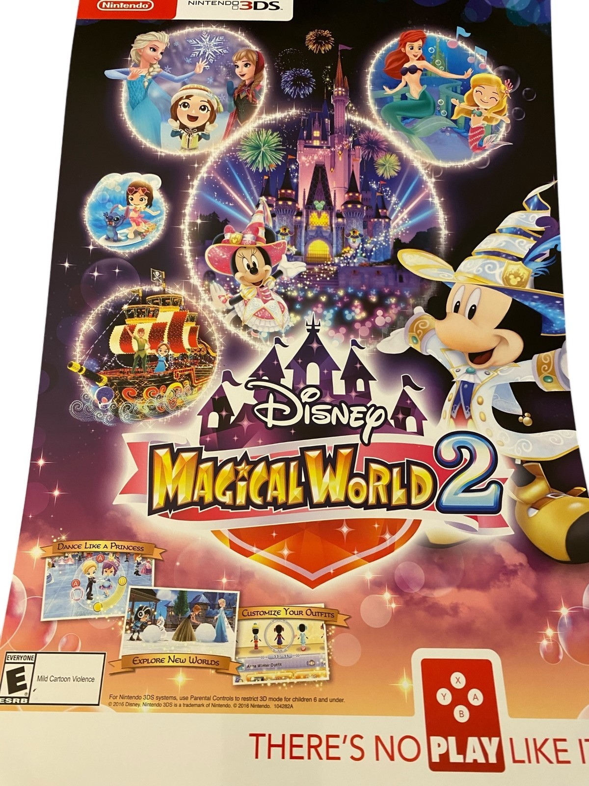 Disney Magical World 2 Store Promo Poster Sign 17″×11″ Nintendo 3DS New