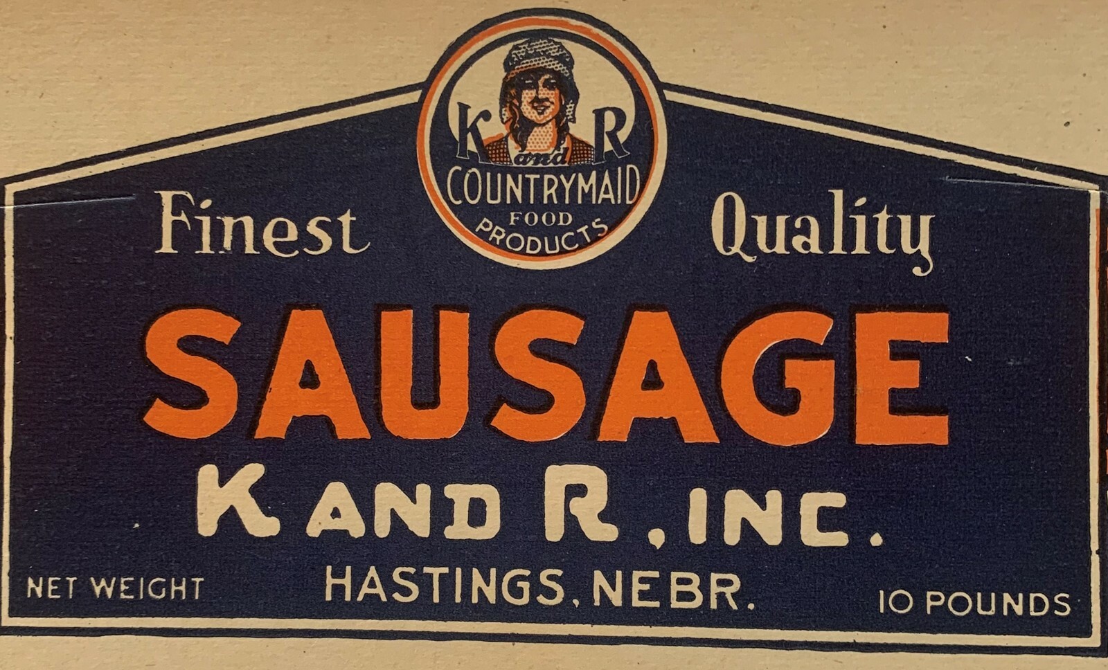Antique 1920s K and R Countrymaid Sausage Sign – Store Display Hastings, NE