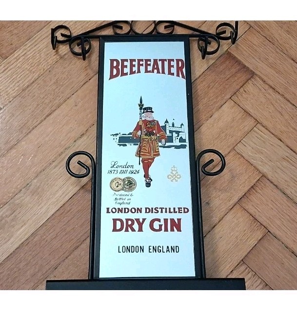 BEEFEATER GIN ADVERTISING MIRROR SIGN DISPLAY-BAR SET-70′-VINTAGE