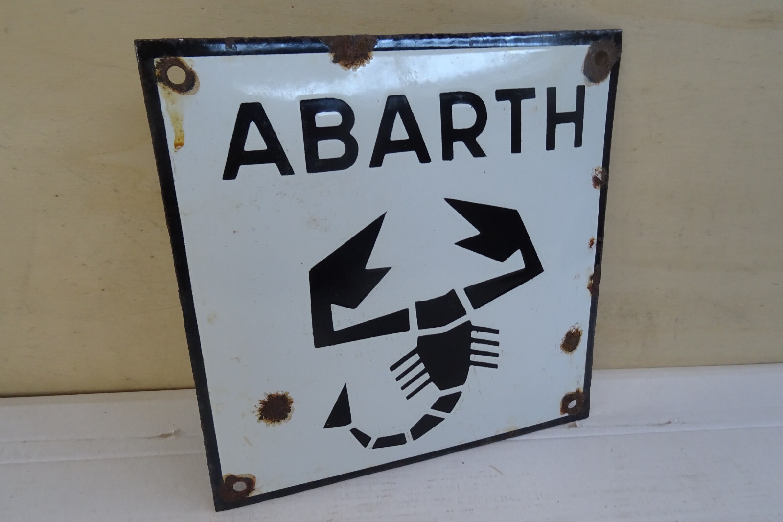 Abarth enamel sign size 20×20 cm old sign 124 595 600 850 Abarth