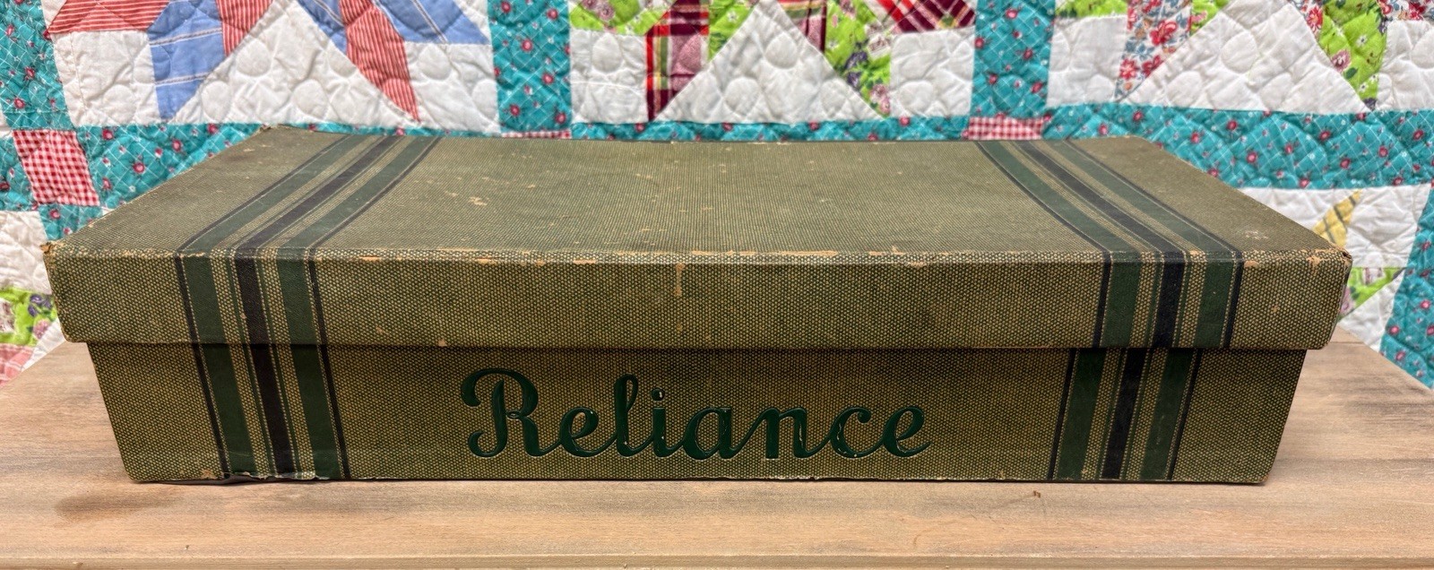 Vintage Reliance Woolens wool fabric advertising box