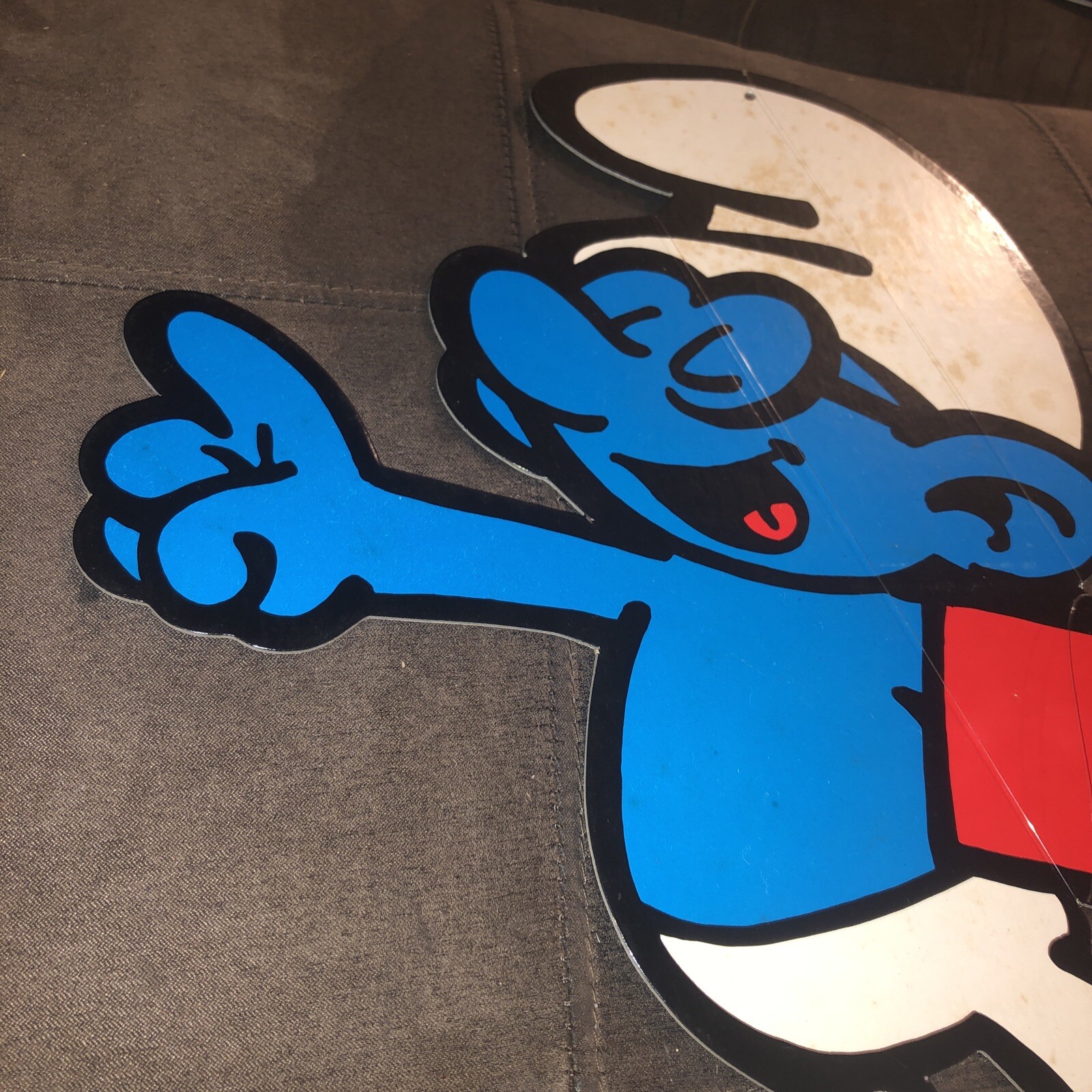 Vintage Double Sided Smurfs Store Retailers Sign Cardboard Rare Book Smurf