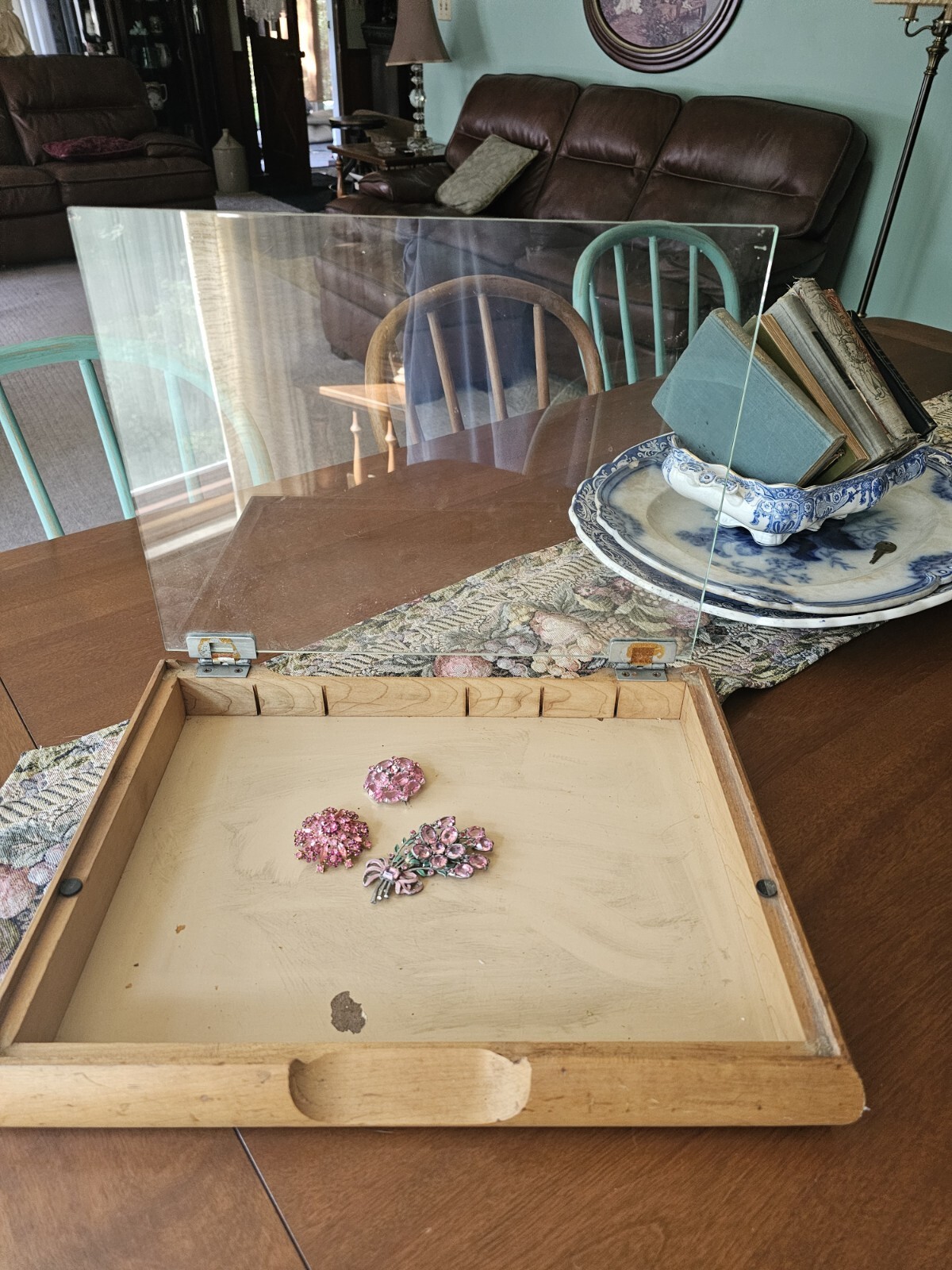 Vintage Gillette Table Top Glass And Wood Showcase