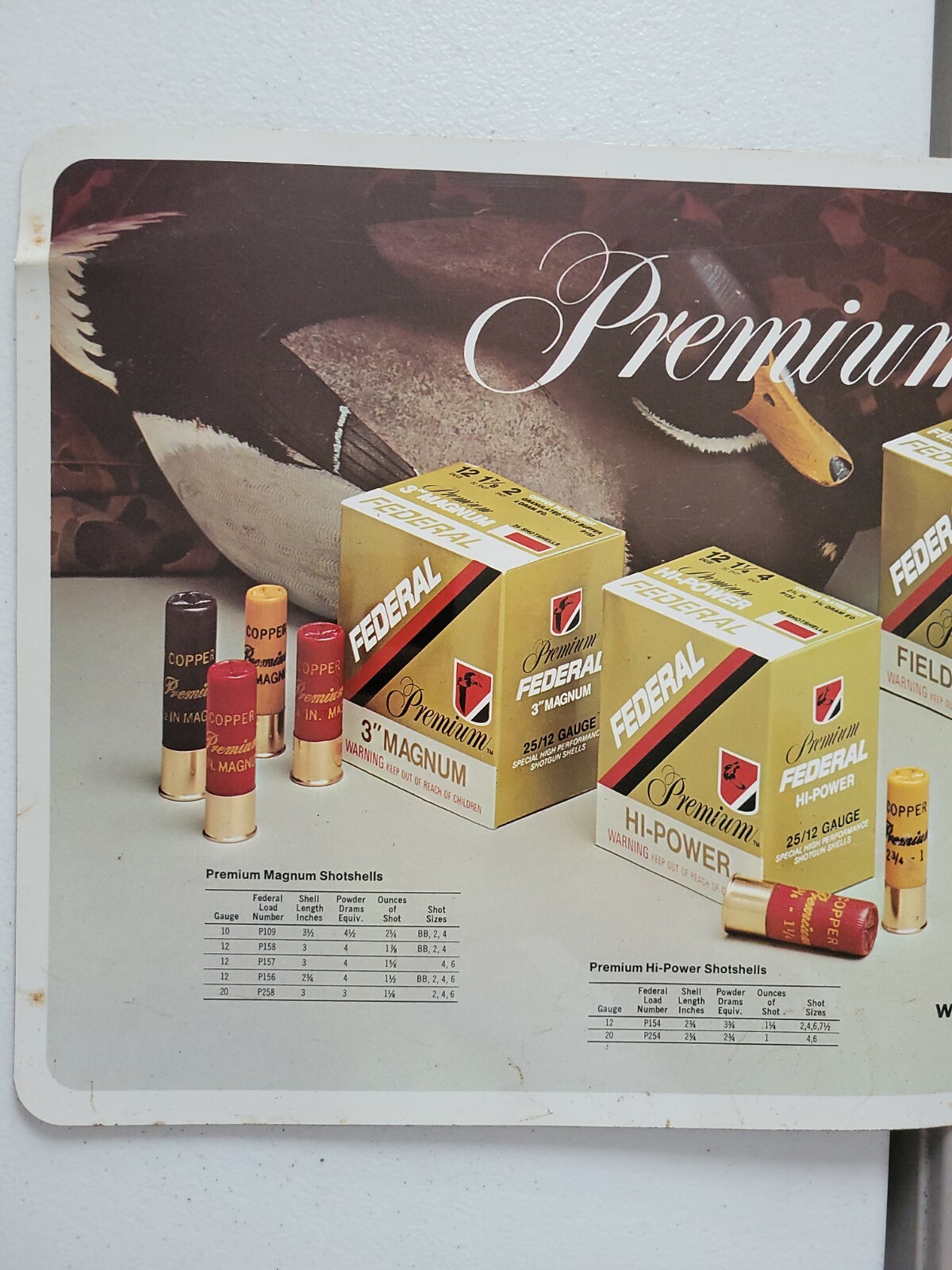 Vintage Federal Ammo Size Chart Gun Store Advertising Counter Mat Rifle Rest