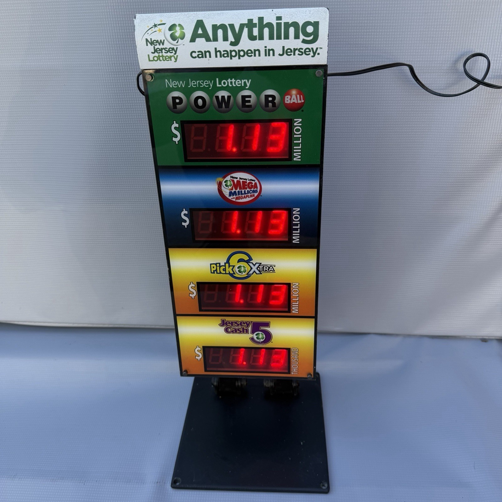 Vintage New Jersey Lottery Wireless Quad Jackpot LED Display Sign