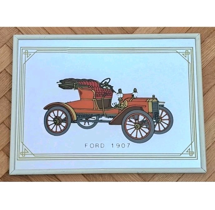MIRROR ADVERTISING FRAME/FRAME-FORD 1907 VINTAGE CAR/OLD CAR-VINTAGE