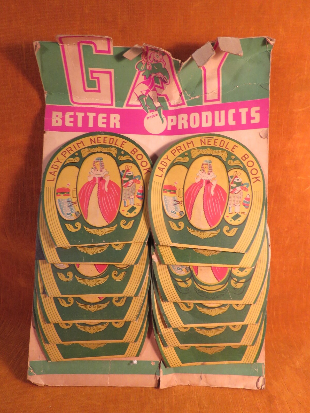 Vintage Gay Better Products Lady Prim Needle Book Store Counter Display