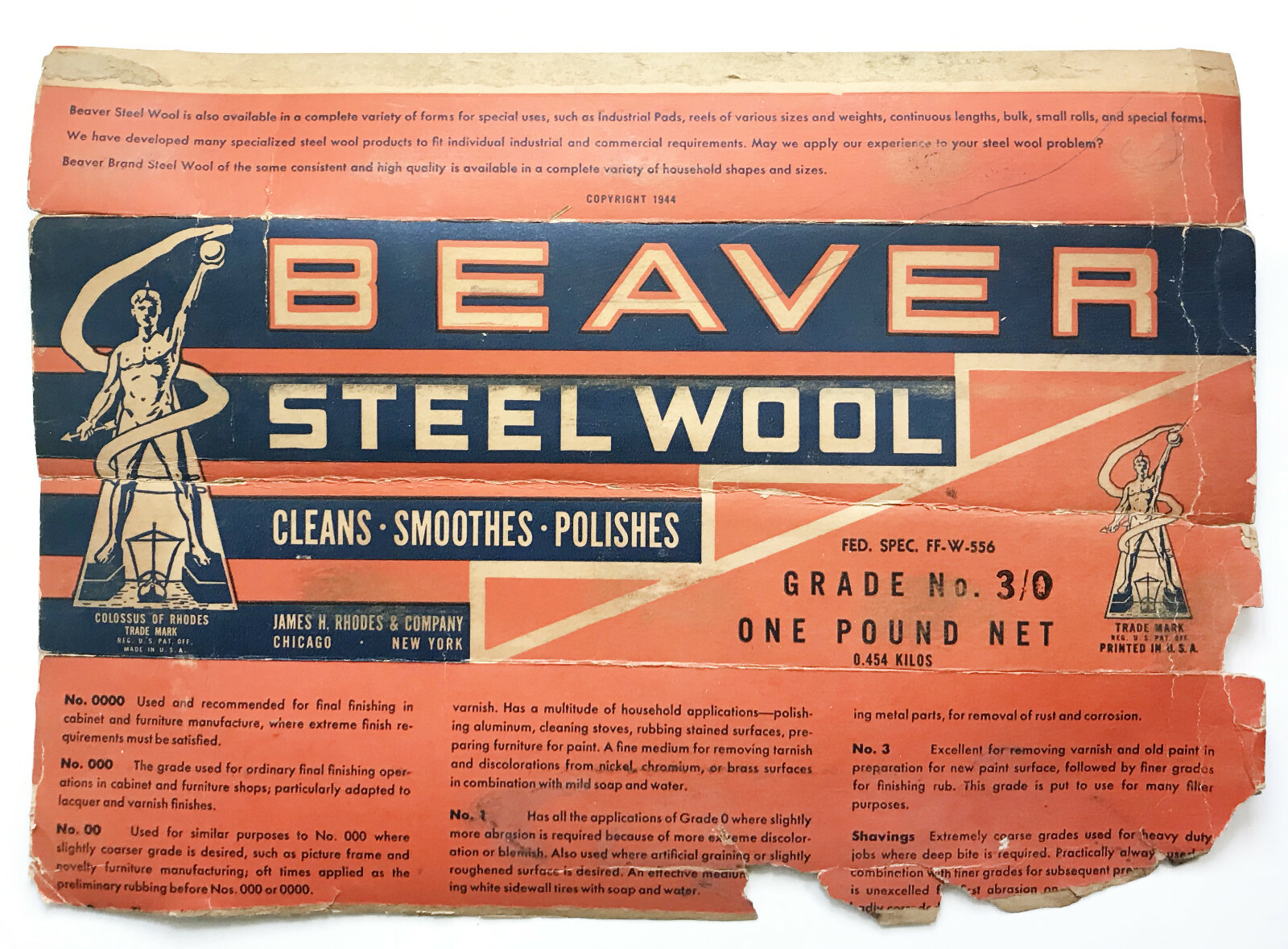 Vintage 1944 Beaver Steel Wool Packaging Graphics, Scrap. Suitable for framing.