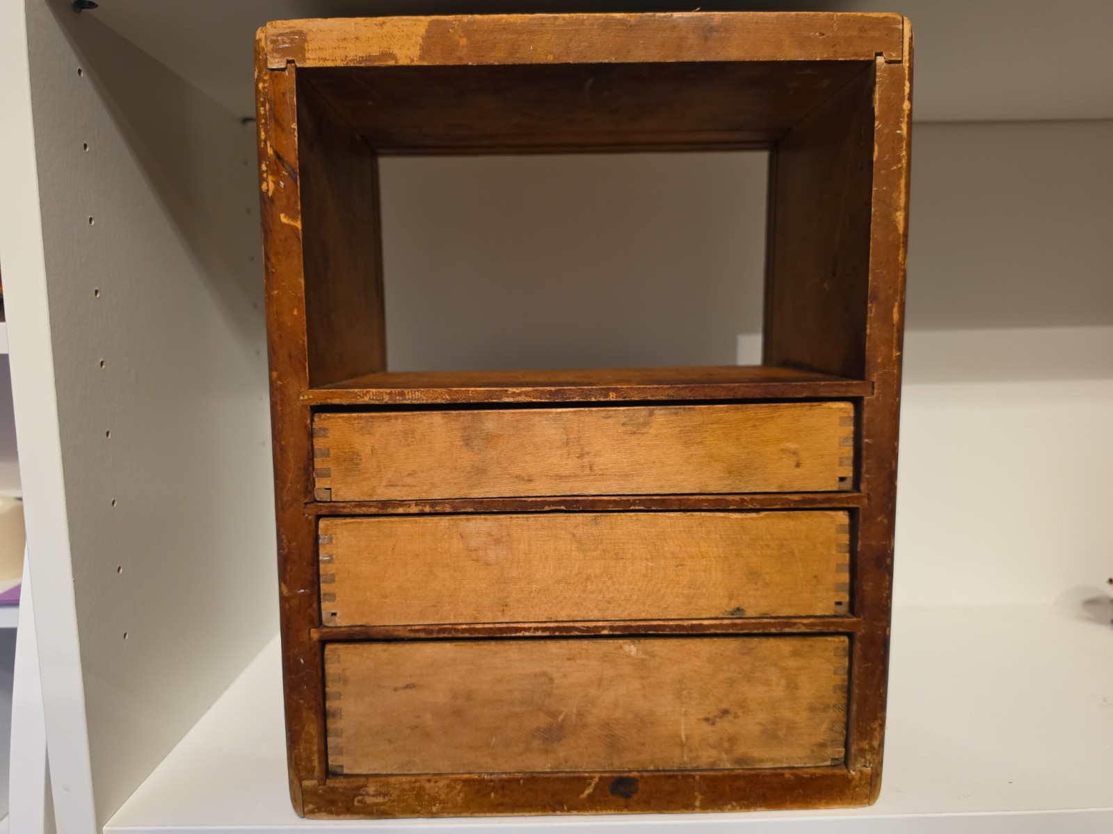 Vtg La Cross Beauty Shop Wood Drugstore Display Cabinet Manicure Tools READ